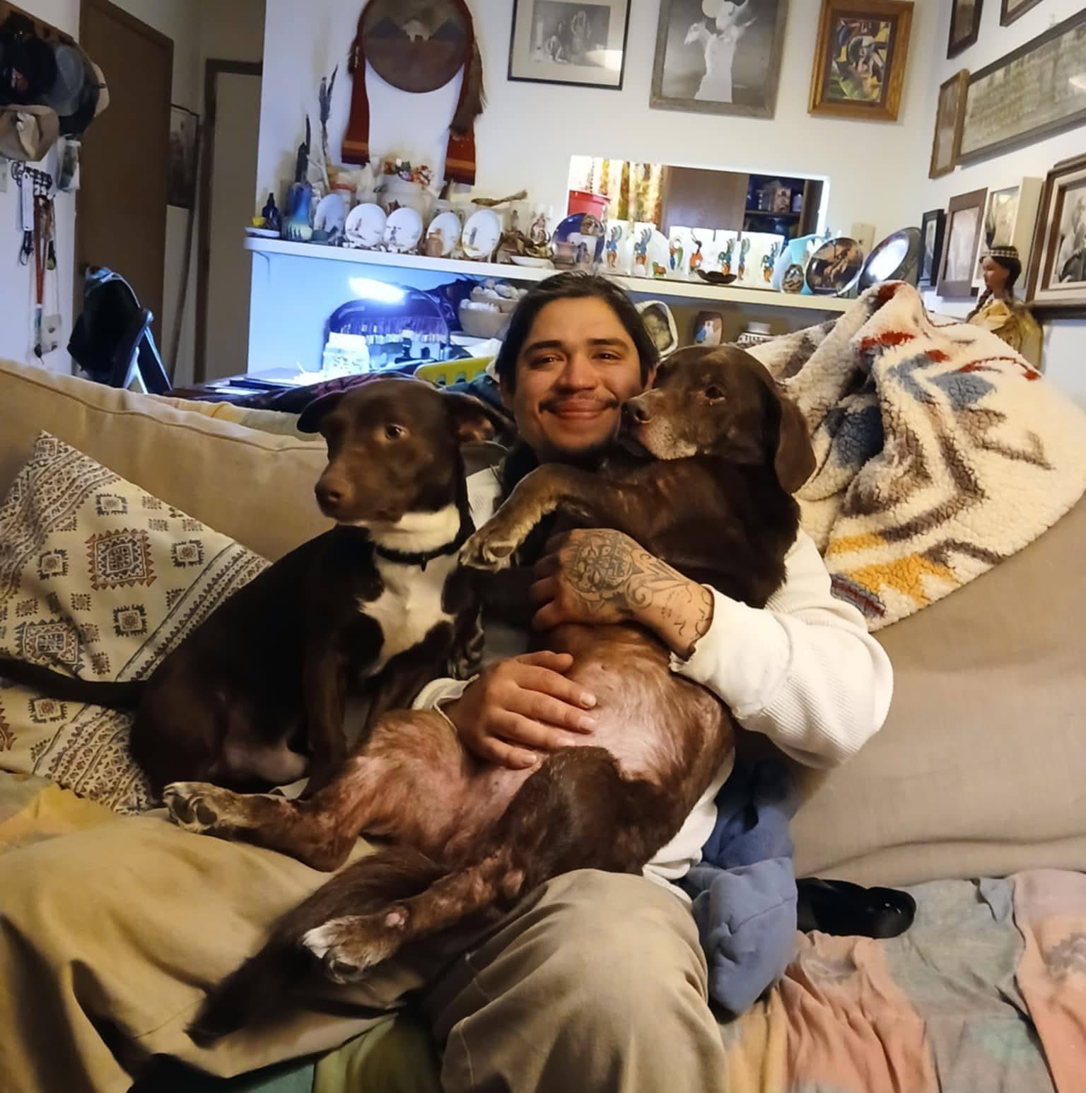 Family bonding with their pet